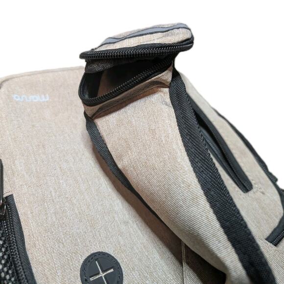 MOSISO Tan Sling Bag With Front Square Pockets And USB Charging Port - Picture 12 of 13